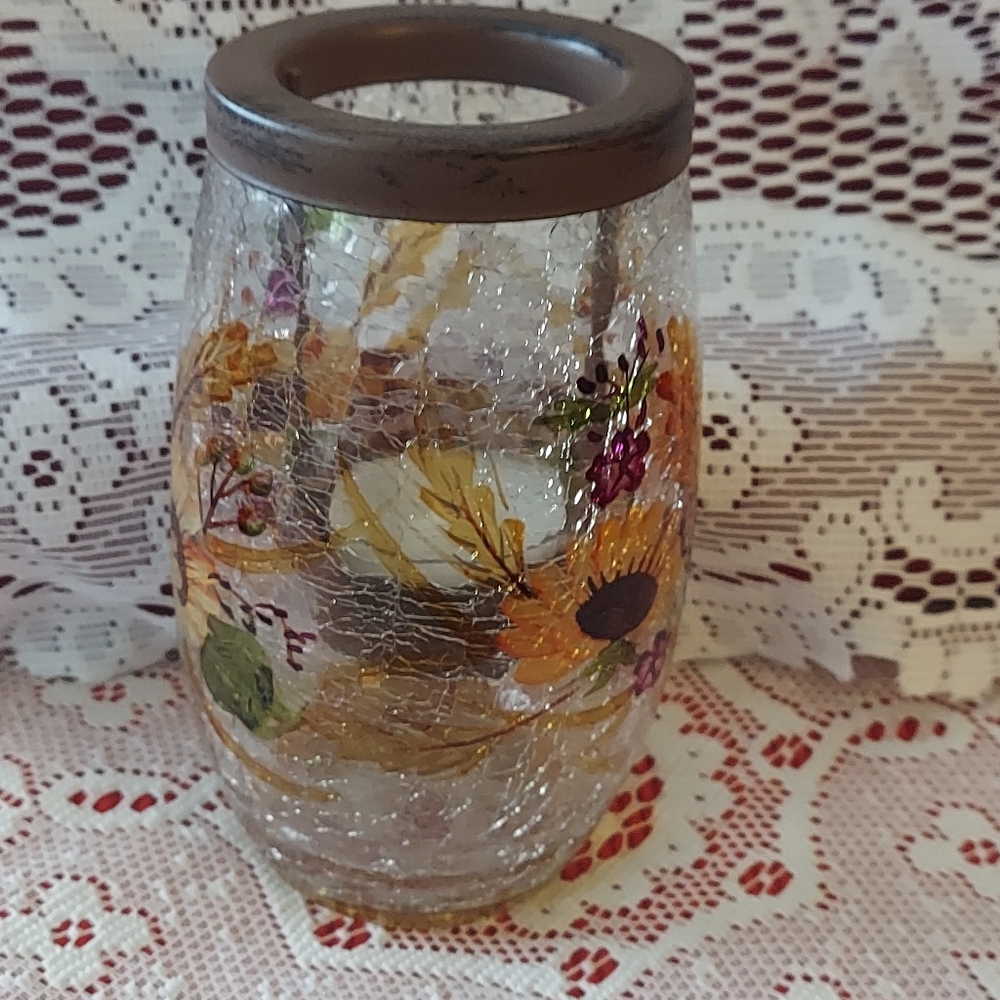 Crackle Glass Tealight Holder - Picture 2 of 5
